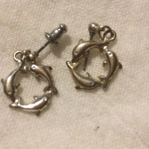 Pierced Dolphin Earrings Solid .925 Silver